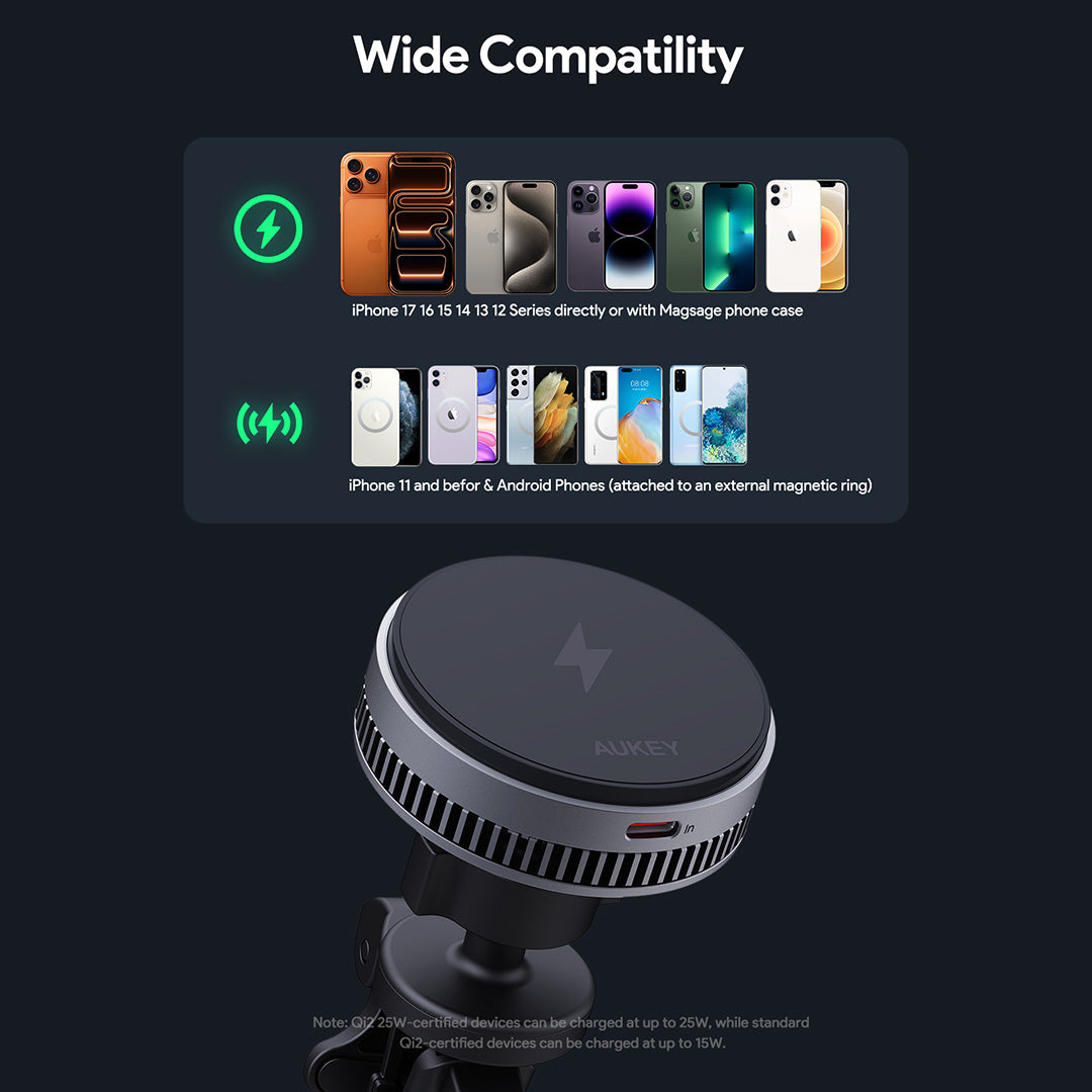 HD-MC13AP 25W Qi2.2 MagFusion Wireless charging with Cooling Charging Car Mount