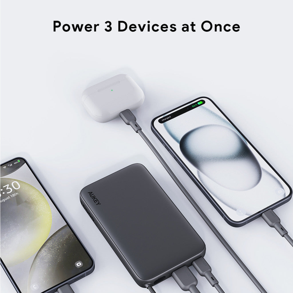 PB-Y53P 20W 10000mAh Slim Power Bank with Built-in USB C Cable