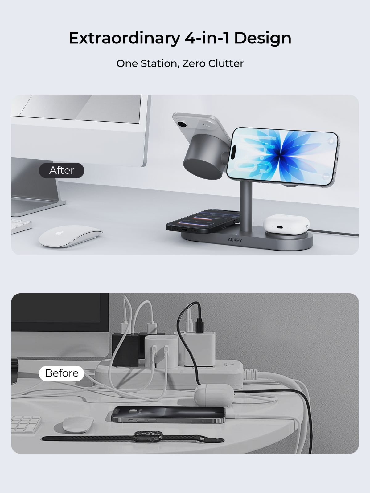 LC-MC411 MagFusion Titan 4-in-1 Qi2.2 25W Wireless Charging Station Charger