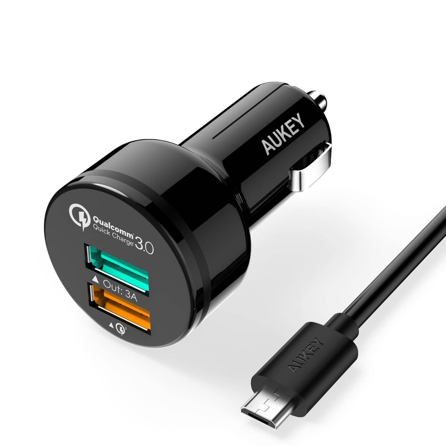 AUKEY CC-T7 36W Qualcomm Quick Charge 3.0 Dual USB Car Charger - Aukey Malaysia Official Store