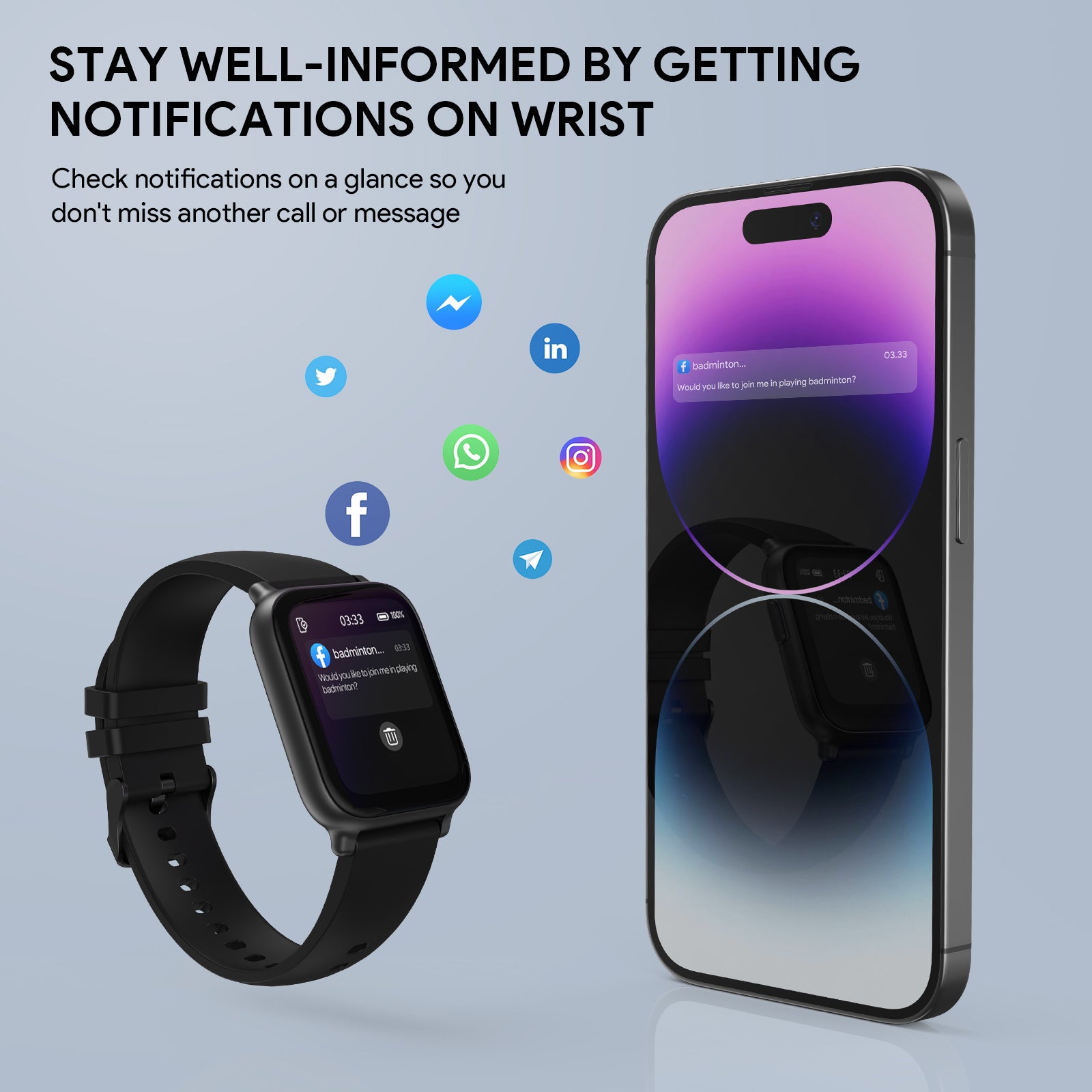 SW-1 Smartwatch Fitness Tracker with 10 Sport modes tracking & Customise watch faces