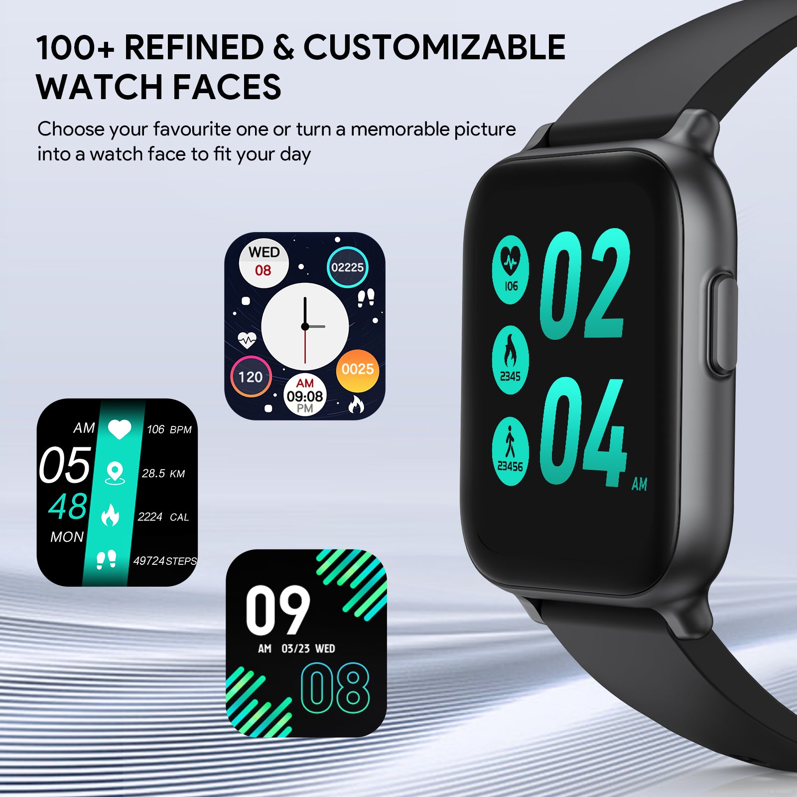 SW-1 Smartwatch Fitness Tracker with 10 Sport modes tracking & Customise watch faces