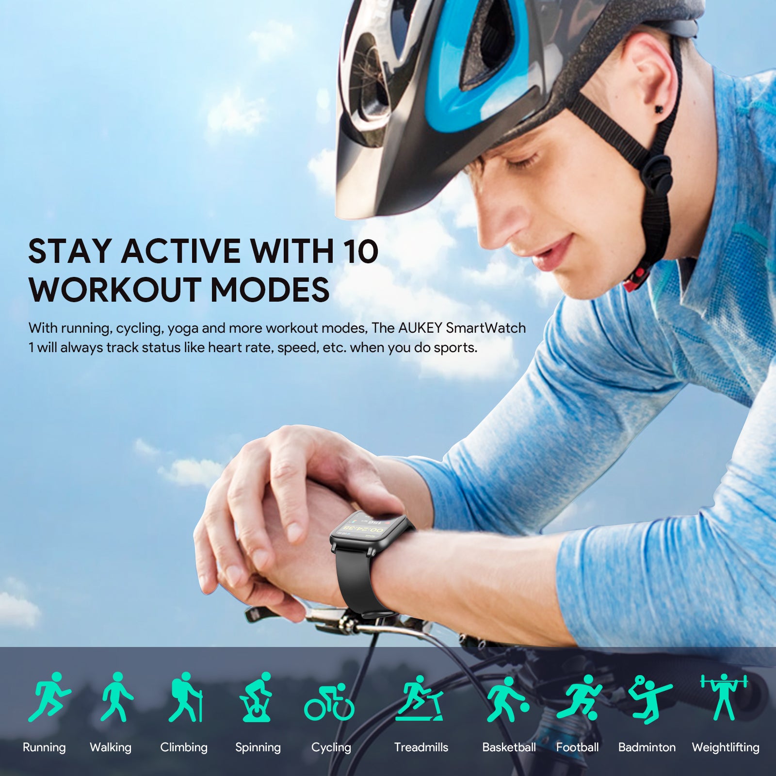 SW-1 Smartwatch Fitness Tracker with 10 Sport modes tracking & Customise watch faces
