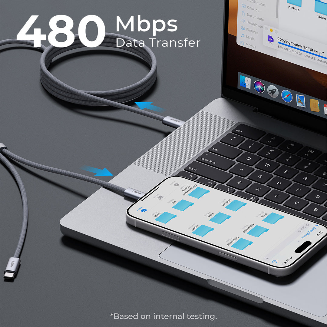 CB-DCC141 / CB-DCC142 CB-Circlet Blink 140W 2-in-1 DTY Braided USB-C to USB-C Cable -1m/2m