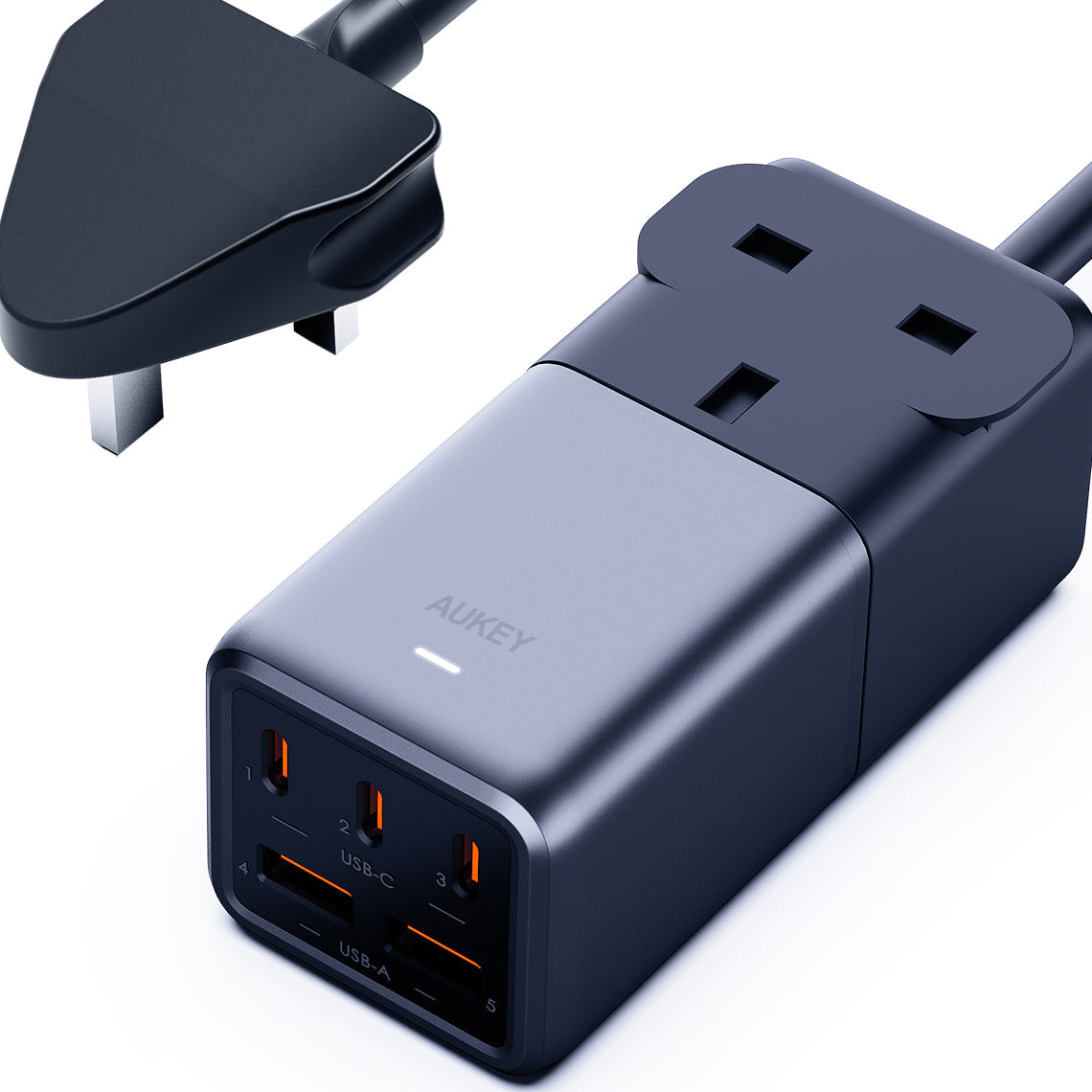 PU-A3 75W PowerHub With 1 AC Outlets & 5 USB Ports Power Strip Desktop Charger