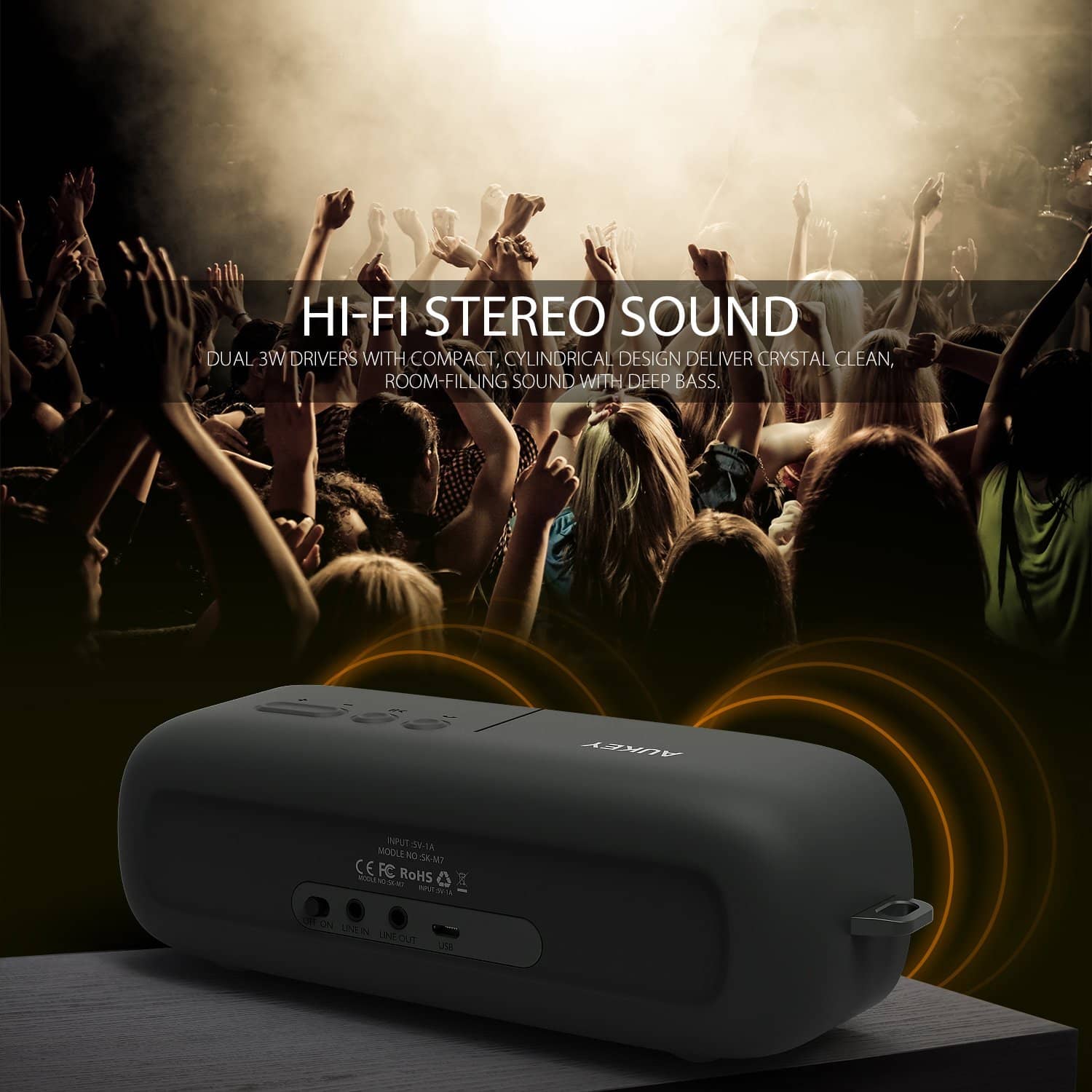 AUKEY SK-M7 Wireless Portable Bluetooth 4.1 outdoor Stereo Speaker - Black - Aukey Malaysia Official Store