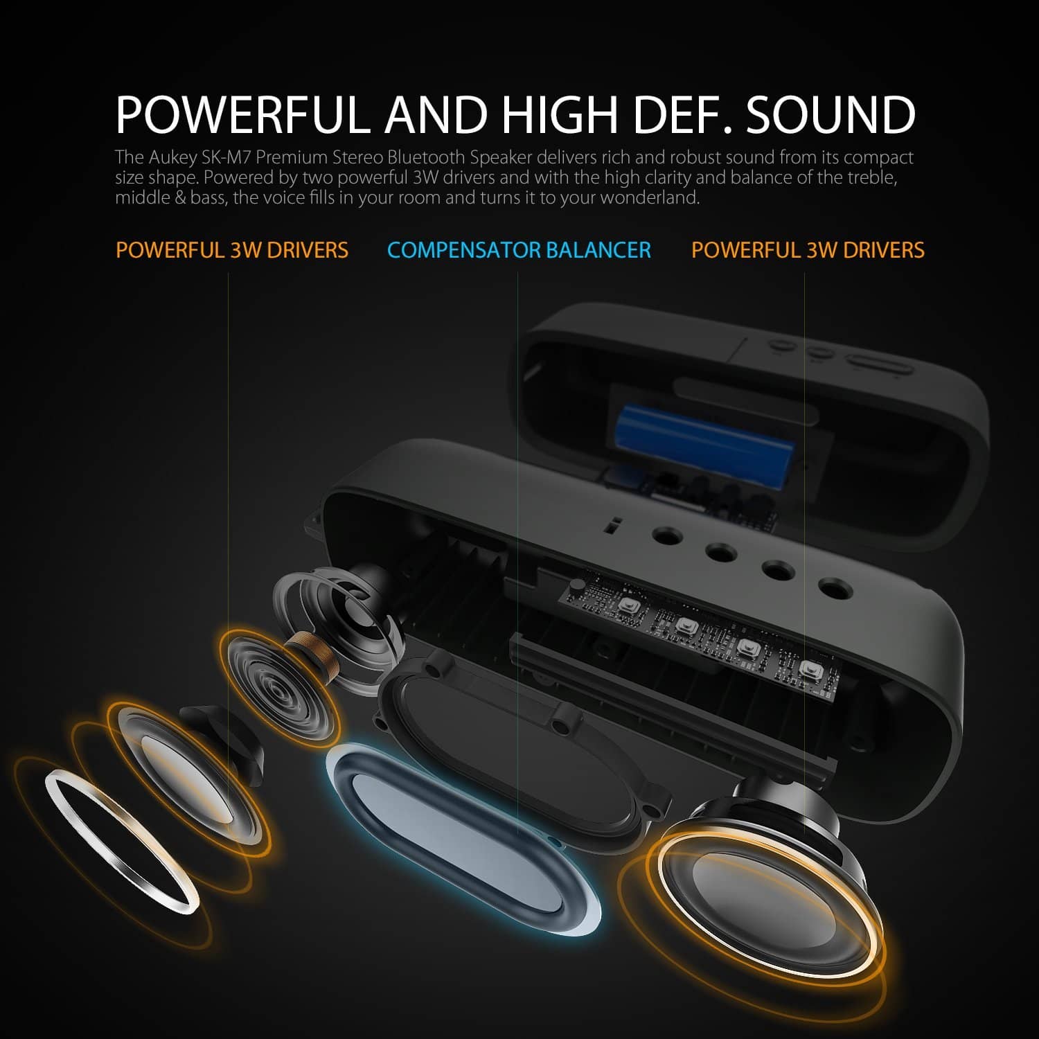 AUKEY SK-M7 Wireless Portable Bluetooth 4.1 outdoor Stereo Speaker - Black - Aukey Malaysia Official Store