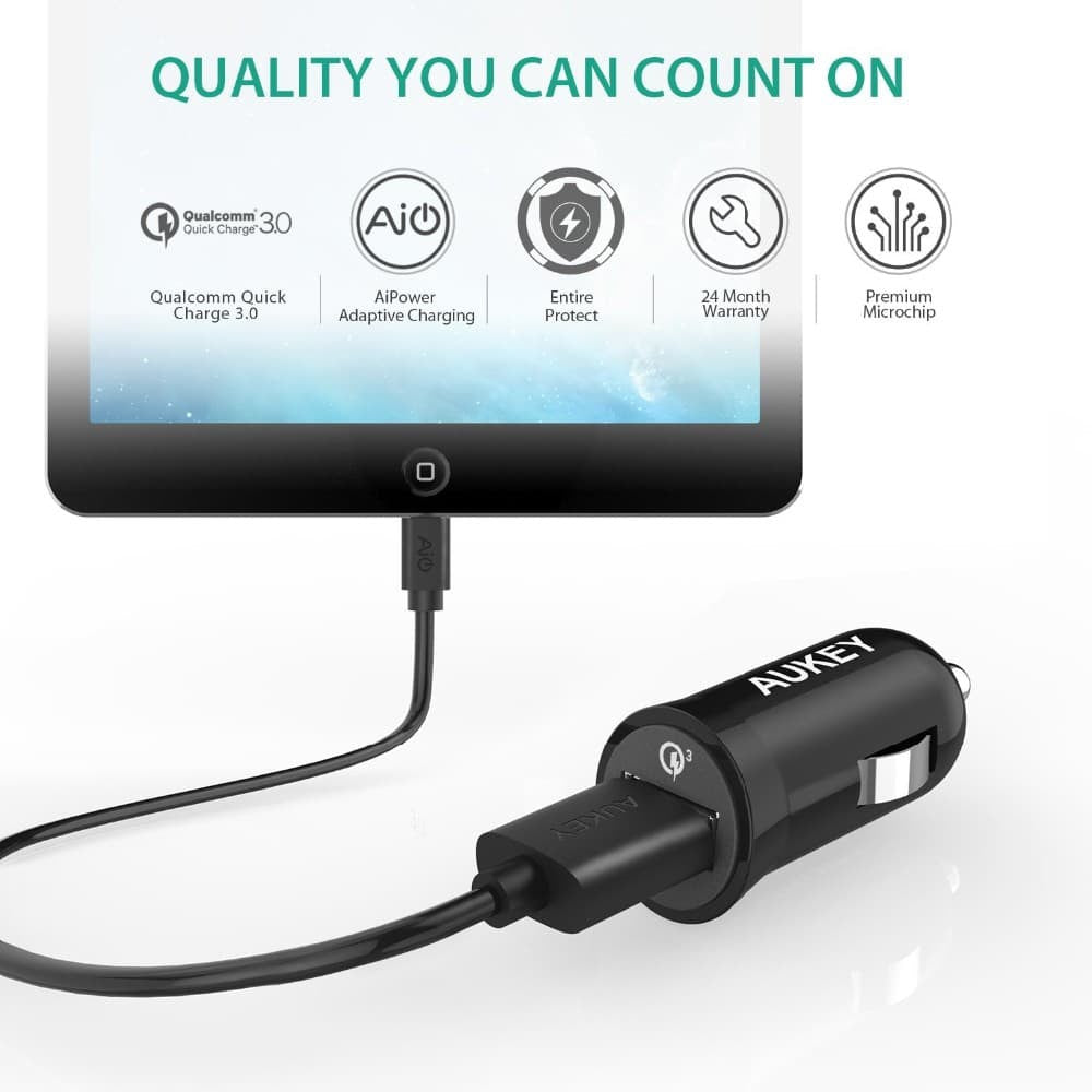 AUKEY CC-T10 Qualcomm Quick Charge 3.0 Car Charger - Aukey Malaysia Official Store