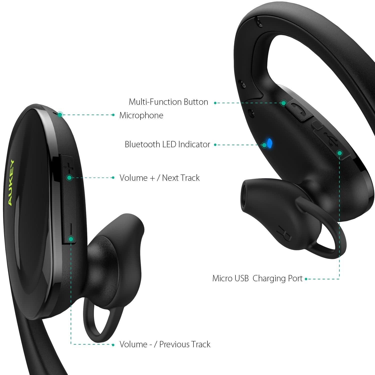 AUKEY EP-B34 Feather Light Wireless sport bluetooth stereo earphone - Aukey Malaysia Official Store