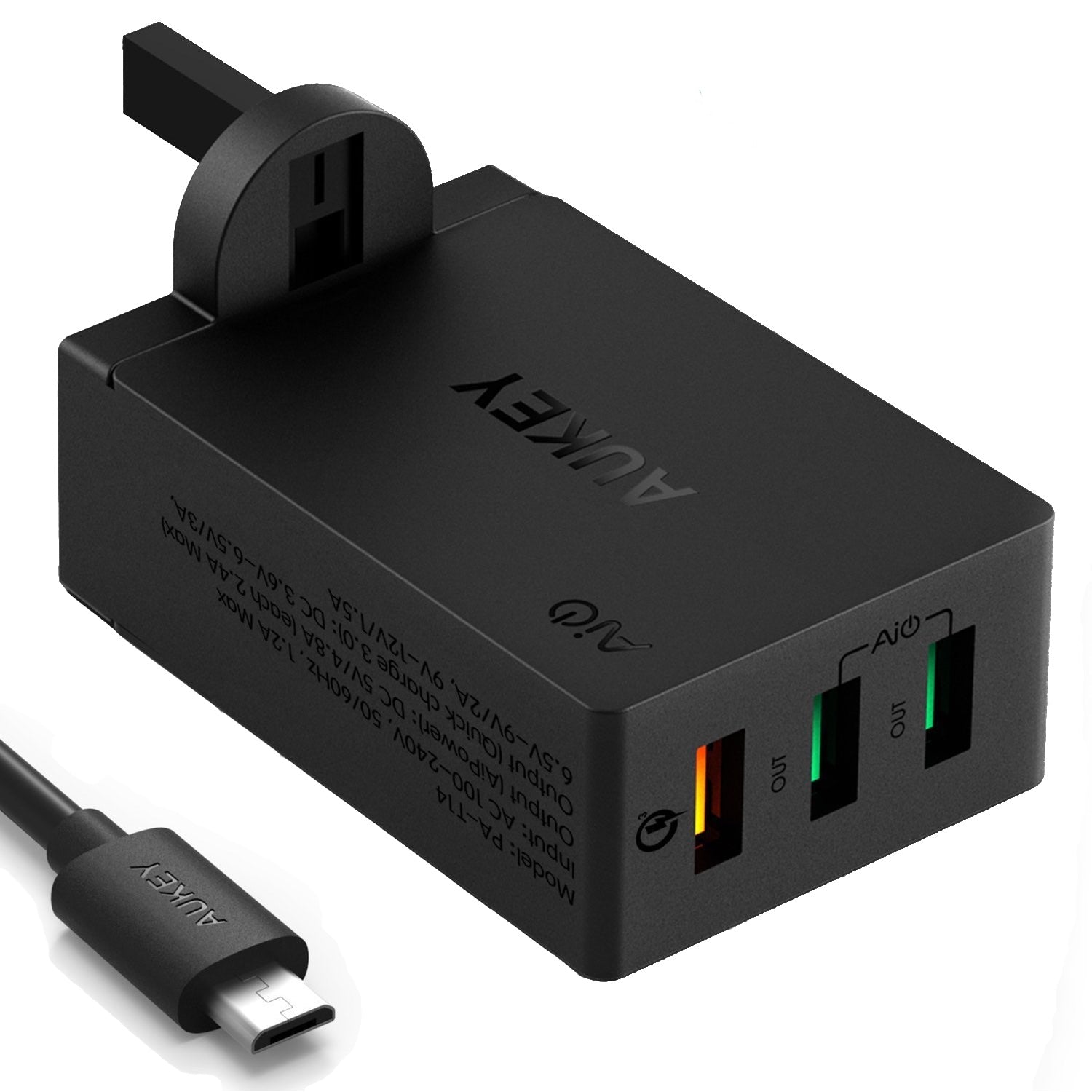 AUKEY PA-T14-UK 3 Port USB Qualcomm Quick Charge 3.0 Travel Charger - Aukey Malaysia Official Store