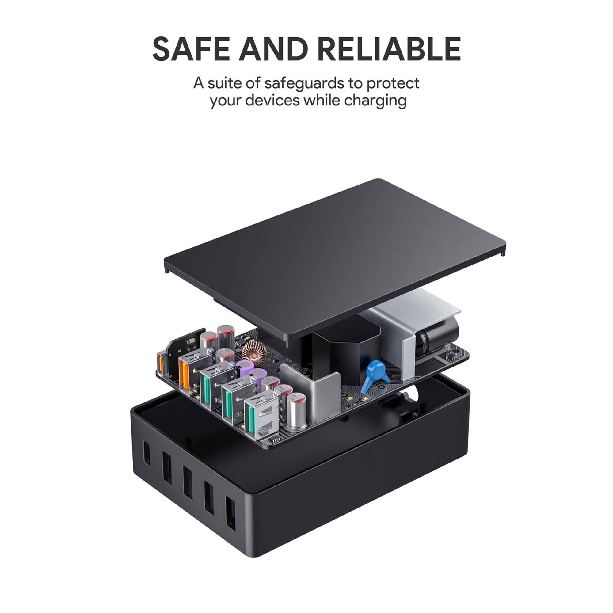 PA-Y23 63W 5-Port Fast Charger PD Desktop Charger with Qualcomm QC 3.0