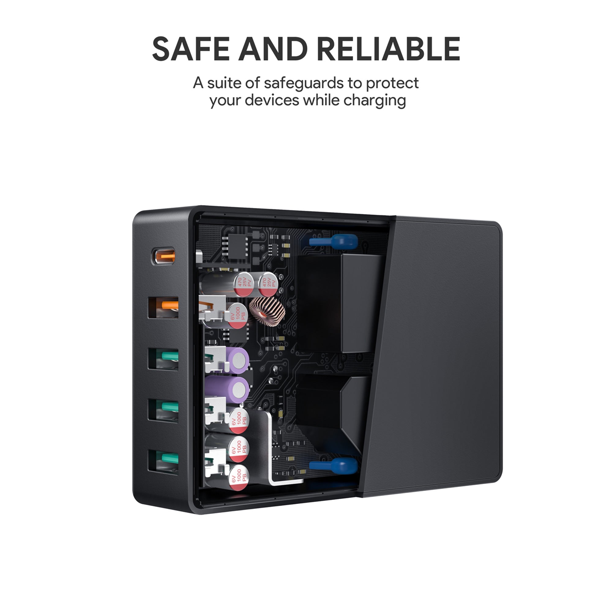 PA-Y23 63W 5-Port Fast Charger PD Desktop Charger with Qualcomm QC 3.0