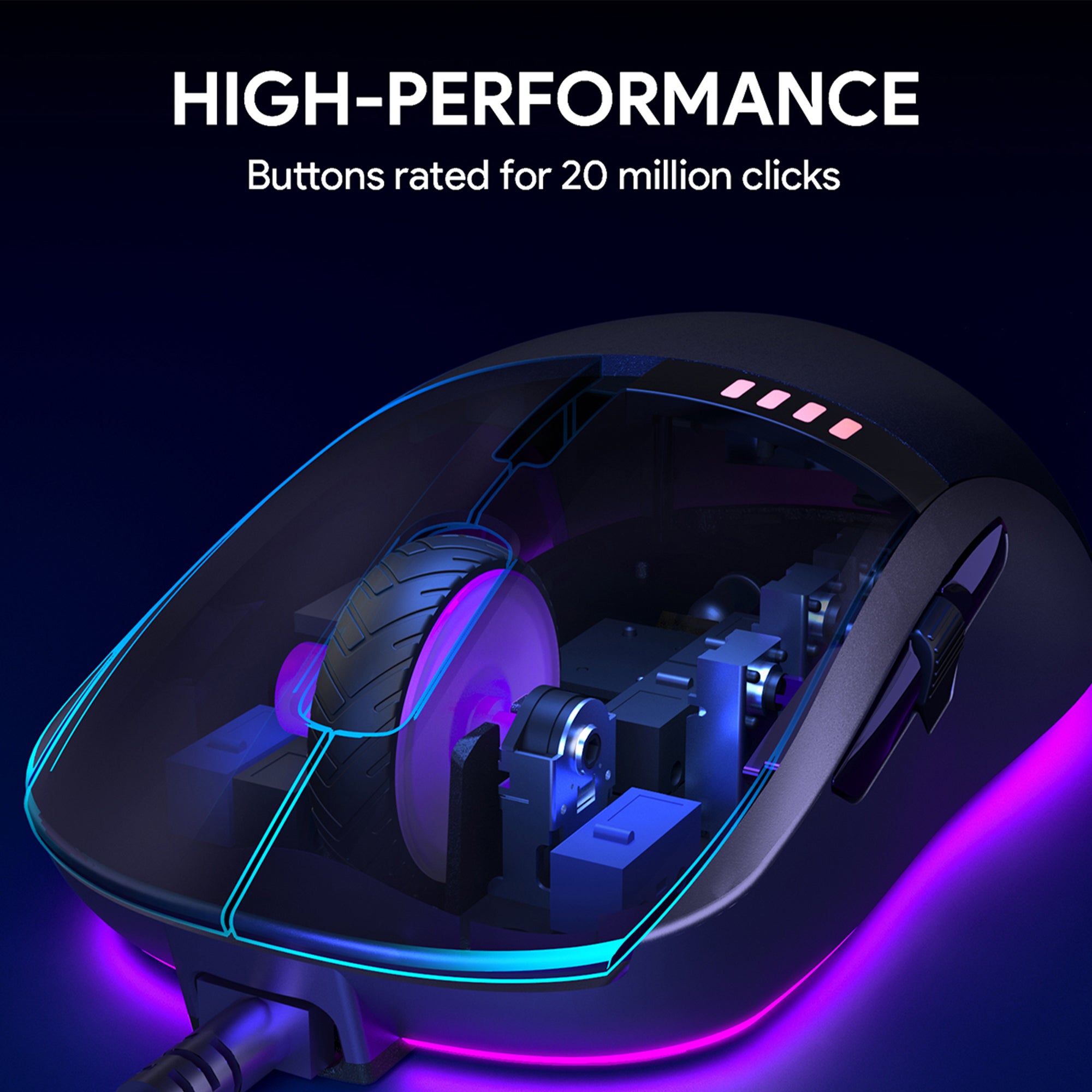 GM-F4 Knight RGB Gaming Mouse with 10000 DPI resolution - Wired